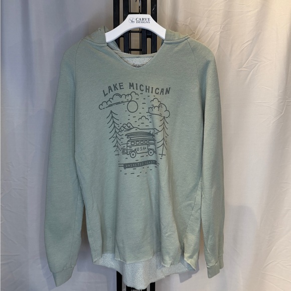unsalted coast Other - Lake Michigan Graphic‎ Sweatshirt - Light Green